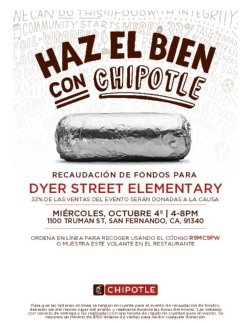 Spanish Flyer for Chipotle Fundraiser Night